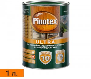 Высокоустойчивая декоративная пропитка для защиты древесины Pinotex Ultra 1 л.