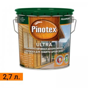 Высокоустойчивая декоративная пропитка для защиты древесины Pinotex Ultra 2,7 л